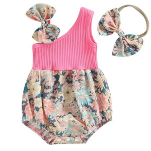 Cerise Floral Romper Set