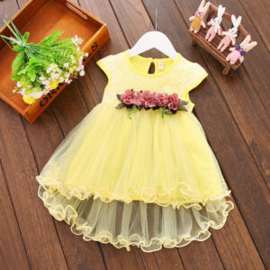 Yellow Lace Ruffle Dress Set
