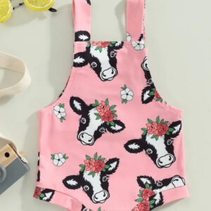 Pink Floral Cow Romper