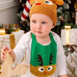 Knitted Reindeer Bib