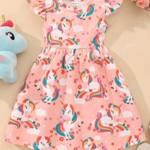Peach Unicorn Rainbow Dress