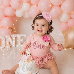 Pink First Birthday Romper Set