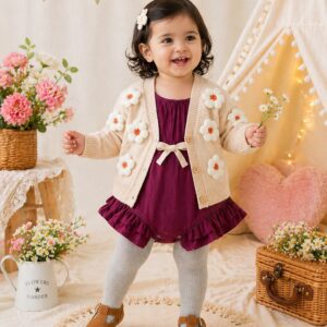 Soft Apricot Floral Cardigan