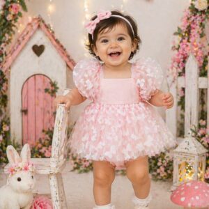 Pink Butterfly Puffy Dress
